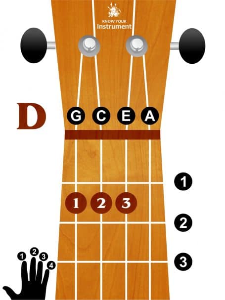 D major ukulele chord