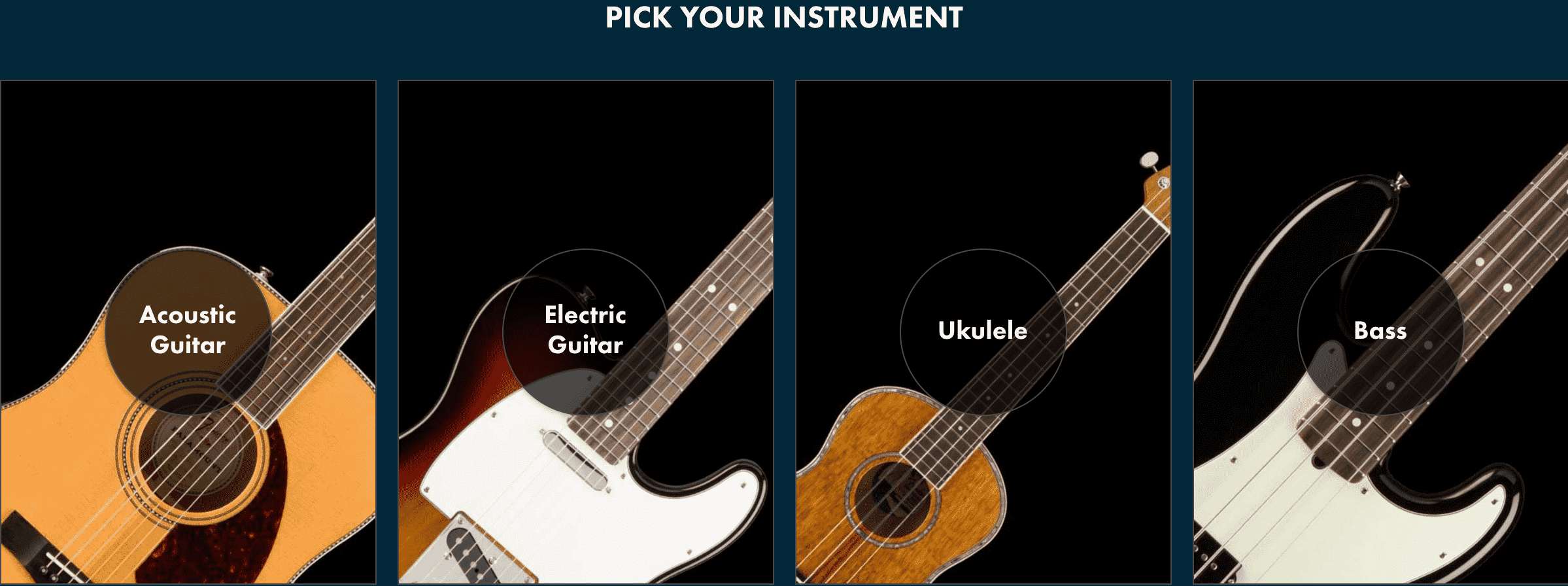 Fender Play guitar type selection