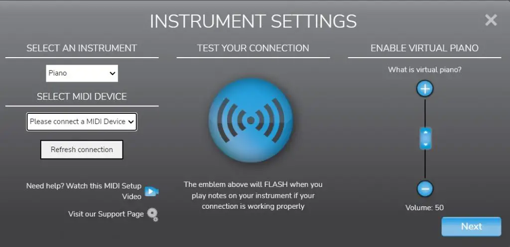 piano marvel instrument settings