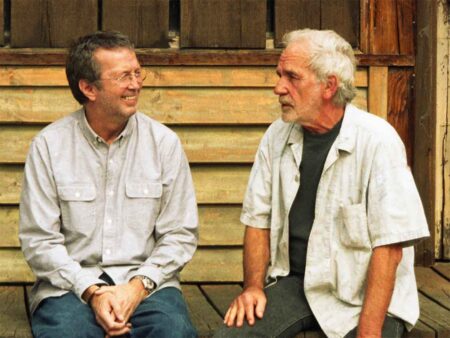 Clapton and JJ Cale sat on a bench