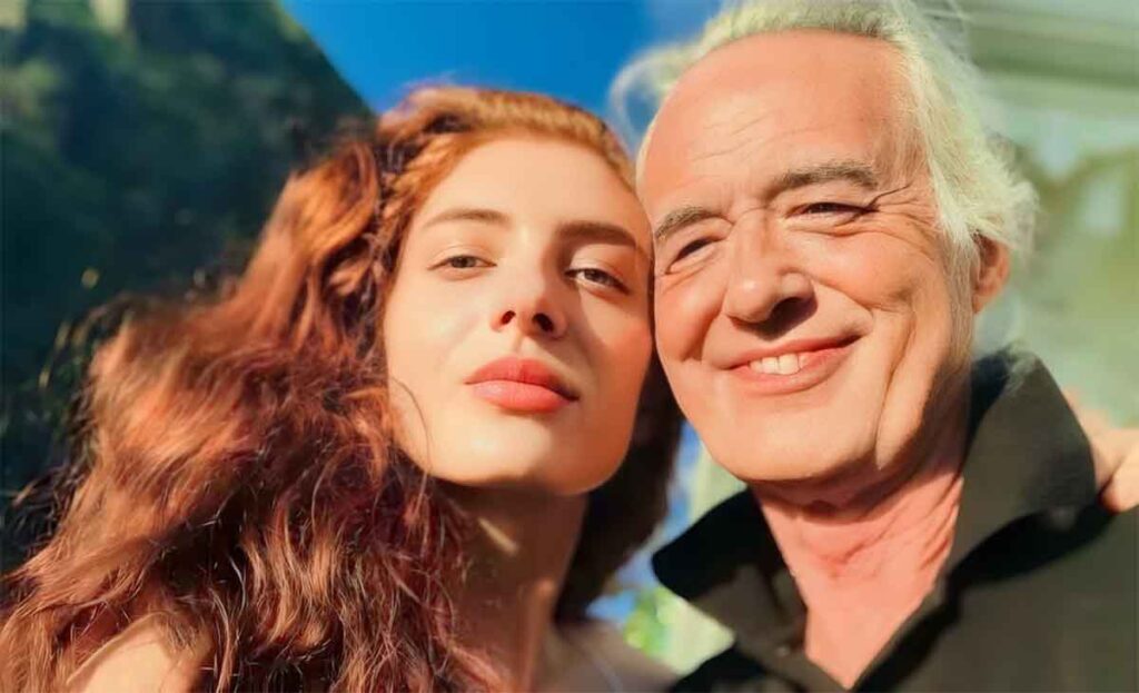 Jimmy page and Scarlett Sabet