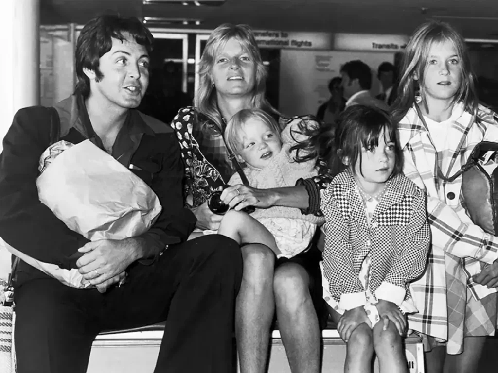 Paul McCartney and his family with Linda