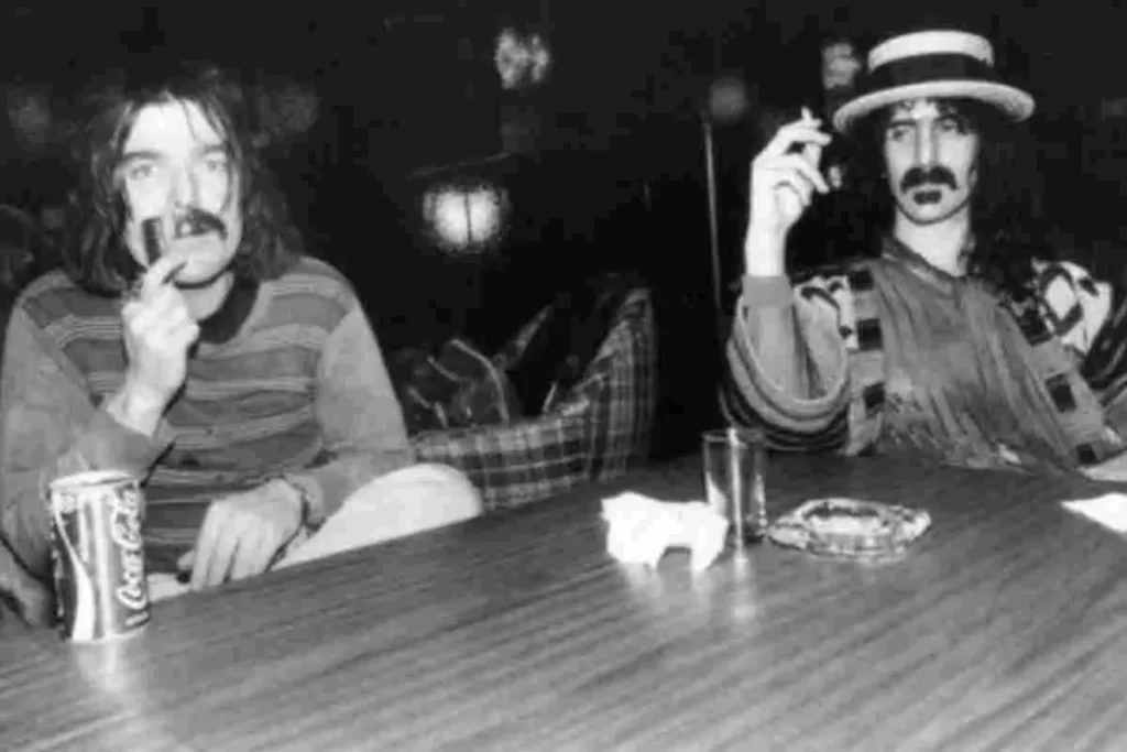 Jeff Beck and Eric Clapton posing together in a black-and-white photo from their early career.