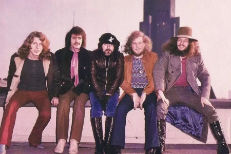 Jethro Tull on a rooftop.