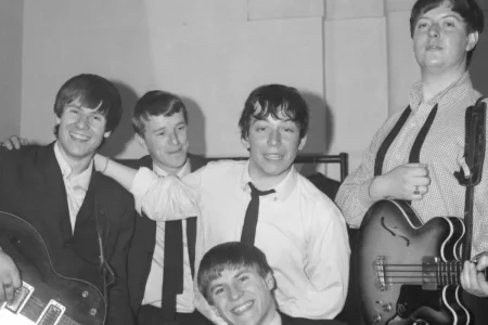 Black-and-white photo of The Animals in the 1960s.