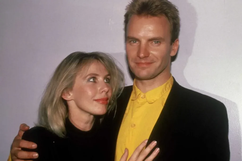 A younger Sting poses with Trudie Styler, capturing an early moment in their relationship during his rise as a solo artist.