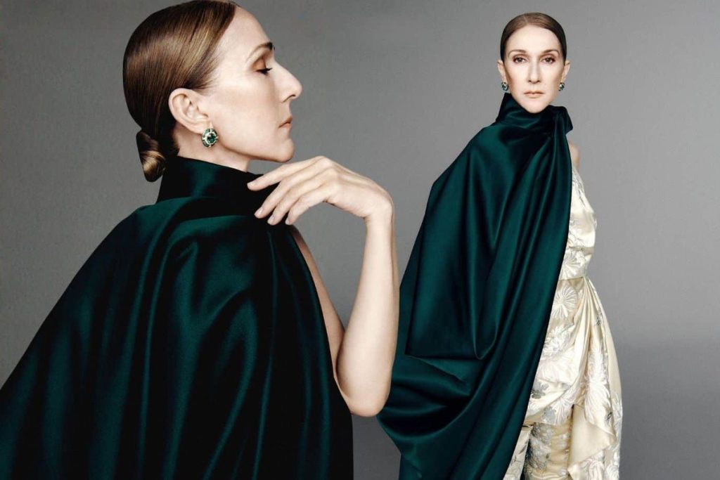 Céline Dion on 17 Years of Symptoms, Valium Doses and the Paris Comeback: ‘I’m Living the Life’ Two frames of Celine Dion from her Harper's Bazaar September 2026 ICONS cover shoot, wearing a dark green satin cape over a cream gown