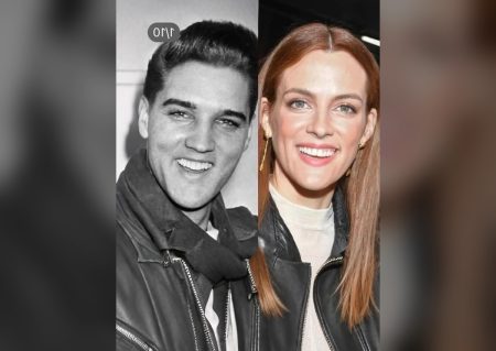 Elvis Presley and his granddaughter Riley Keough side by side