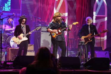 The Heartbreakers Reunited at the Ryman, With Chris Stapleton in Tom Petty’s Place Stan Lynch, Mike Campbell, Chris Stapleton and Ron Blair perform onstage at the Ryman Auditorium