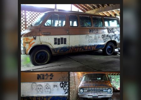 The Van, the Sharpie and the Shoplifted Markers: Kurt Cobain’s KISS Mural The Melvins 1972 Dodge tour van with Kurt Cobain's KISS mural